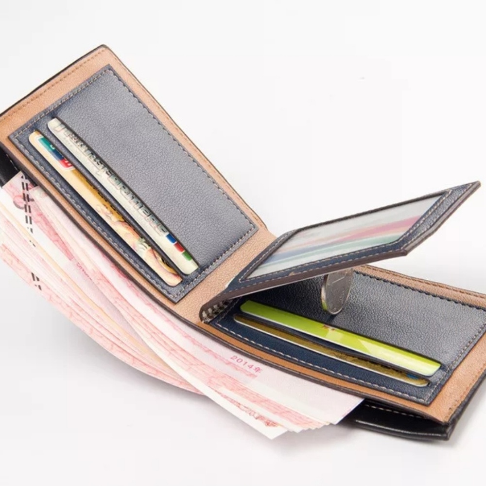 Mens wallet Light Brown Gift vegan leather Bi-fold - Picture 3 of 5